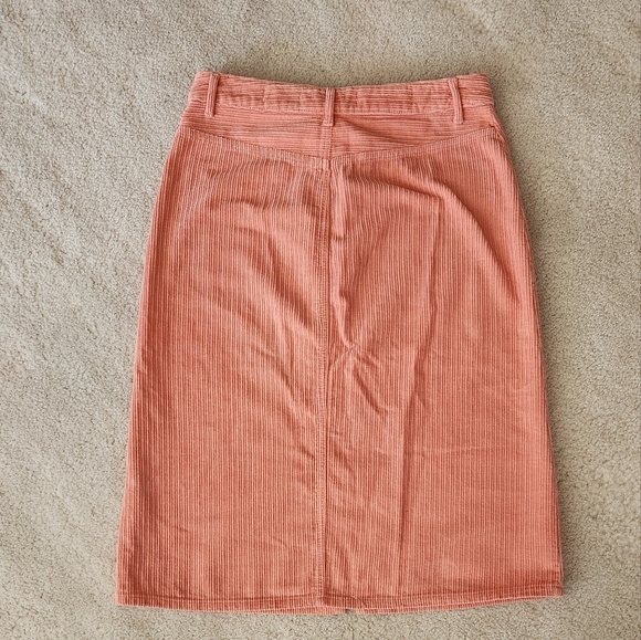 Pilcro Anthropologie Corduroy Fall Skirt front slit peach button-up size 8 - Picture 9 of 10